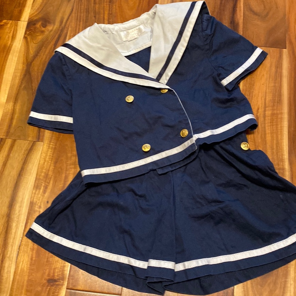Girl’s Size 2 Sailor Suit Top and Wide Shorts (Look Like a Skirt!) Made in Italy